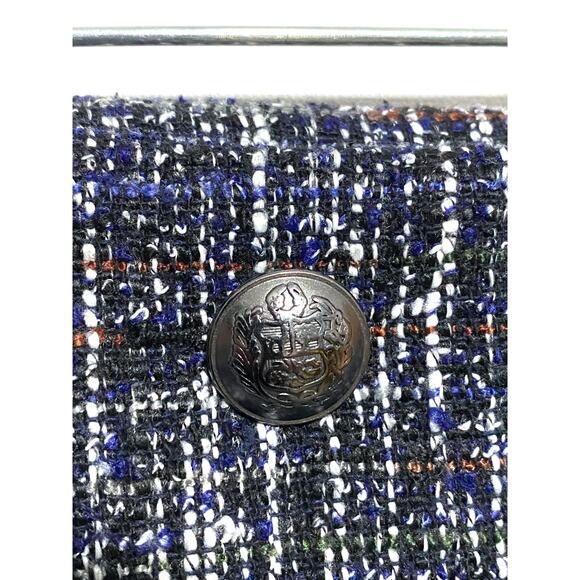 Loft Tweed Crest Button Wrap Skirt 8 Dark Academia Career Preppy Quiet Luxury - Picture 3 of 8